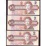10X Canada 1986 $2 replacement notes BBX BRX EBX ARX 10-notes VF to CH AU