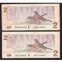 10X Canada 1986 $2 replacement notes BBX BRX EBX ARX 10-notes VF to CH AU