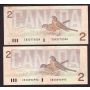 10X Canada 1986 $2 replacement notes BBX BRX EBX ARX 10-notes VF to CH AU