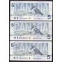 10x 1986 Canada $5 banknotes nice mixed lot FINE to Choice AU