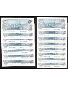 15x 1979 Canada $5 banknotes Lawson Bouey 15-notes all Choice Uncirculated