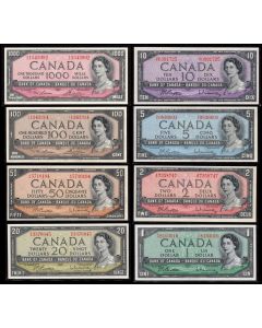 1954 Canada banknotes $1 to $1000 all 8-notes CCC Certified GEM UNC-65 EPQ