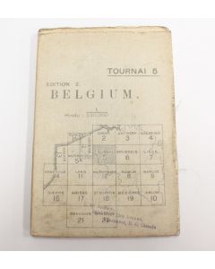 Tournai Belgium WW1 linen Ordnance 1917 colour map 