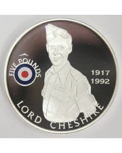 2008 St Helena & Ascension £5 coin .925 RAF LORD CHESHIRE 