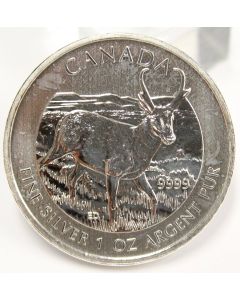 2013 CANADA 1 oz .9999 FINE SILVER UNC $5 Maple Leaf with ANTELOPE