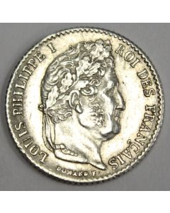 1840 A France 1/4 Franc silver coin KM740.1  AU50