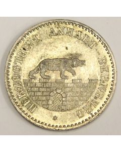 1862 A German States Anhalt Bernburg 1/6 Thaler silver coin KM87  AU58