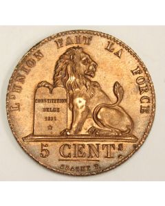 1841 Belgium 5 Centimes KM5.1 UNC