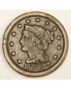 1850 Braided Hair Large Cent 1c nice VF
