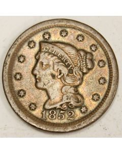 1852 Braided Hair Large Cent 1c  nice VF30