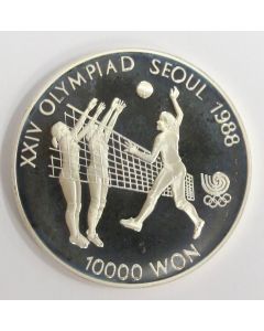 1988 Olympics Seoul Korea 10,000 Won silver coin VOLLEYBALL Gem Proof 