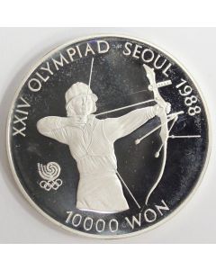 1988 Olympics Seoul Korea 10,000 Won silver coin THE ARCHER Gem Proof  