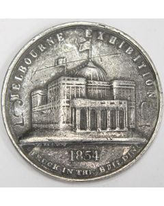 1854 Melbourne Exhibition Medal in white metal 38mm