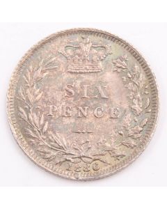 1886 Great Britain silver Sixpence Choice almost Uncirculated 