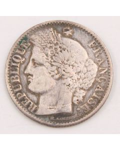 1850 A france 50 centimes silver coin Fine+ condition