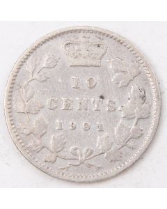 1901 Canada 10 cents nice VG/F condition