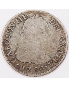 1780 Peru 2 Reales silver coin Lima MJ KM#76 circulated