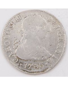 1783 Peru 2 Reales silver coin Lima MI KM#76 circulated