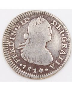 1814 Chile 1 Real silver coin Santiago-FJ KM-65 circulated 
