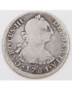 1781 Peru 2 Reales silver coin Lima MI KM#76 circulated