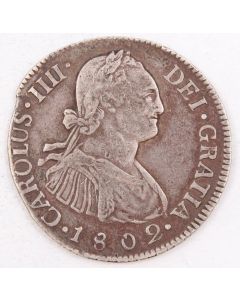 1802 Guatemala 2 Reales silver coin NG M KM#51 a/EF