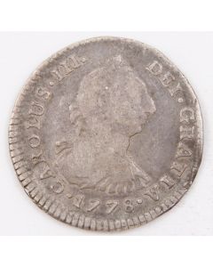 1778 Peru 1 Real silver coin Lima MJ KM#75 circulated slight bend