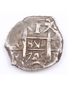 1748 Bolivia 1 Real silver cob Q Potosi KM#37 3.19 grams a/EF 