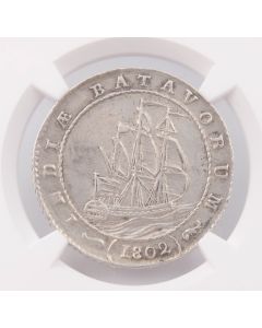 1802 Netherlands East Indies Gulden Batavian Republic NGC AU details cleaned