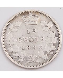 1893 Canada 10 cents Flat top obverse-6  F+