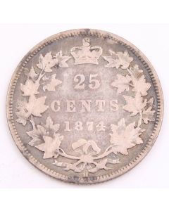 1874H Canada 25 cents VG