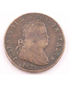 1825 Portugal 40 Reis coin reverse vertigris