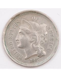 1867 Three Cents nickel EF