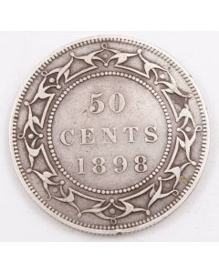 1898 small w Newfoundland 50 cents VF+
