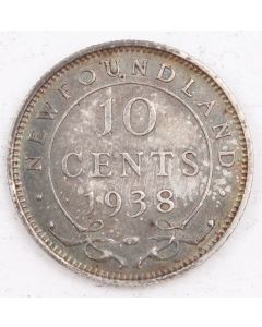 1938 Newfoundland 10 Cents Choice AU/UNC