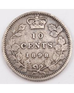 1898 Canada 10 cents Obv-6  small obverse scratches  VF+