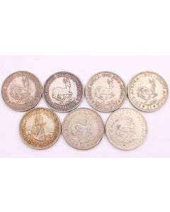 South Africa 5 Shillings 1947 48 49 51 52  57 1961 7-silver coins circulated
