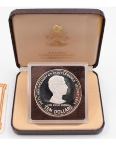 1978 Bahamas $10 silver coin Prince Charles Choice Proof with Box & COA