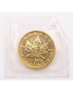1999 $5 Canada 1/10 oz Gold Maple Leaf 20 Years Anniversary Privy Mark Sealed