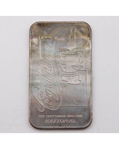 1 oz National Refiners Assay Silver Art Bar Congratulations  .999 fine 1990