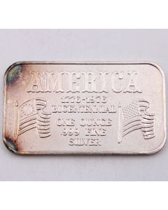 1976 American Bicentennial Fortune Mint 1 oz .999 Fine Silver bar 1776-1976