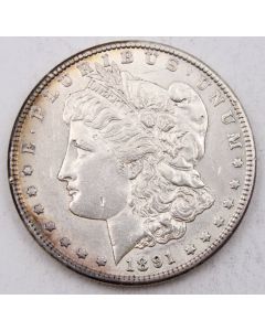 1891 S Morgan silver dollar EF+
