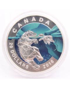2016 Canada $20 Geometry In Art - The Polar Bear 99.99% Fine Silver Coin