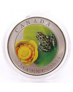 2014 Canada 25 cent Water Lily And Leopard Frog - Coloured Coin