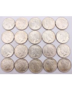 20X 1922 P Peace silver dollars 20-coins Choice AU/UNC