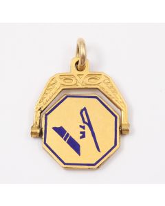 14 Karat Antique Masonic Gold & Blue Enamel Spinner Fob 3.54 grams 