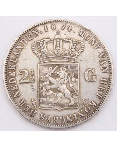 1874 Netherlands 2 1/2 Gulden silver coin VF