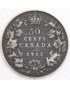 1911 Canada 50 cents Obverse nicks and black paint VG/F 