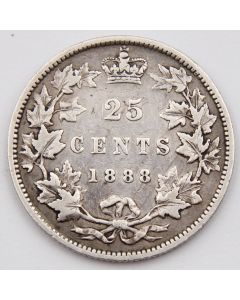 1888 Canada 25 cents F/VF