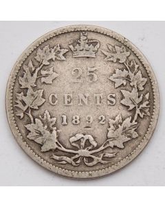 1892 Canada 25 cents G/VG