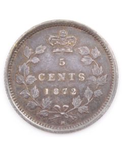 1872H Canada 5 cents silver coin EF+